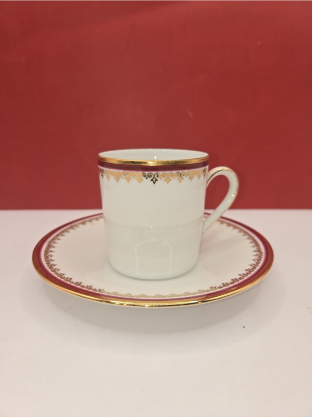 Vintage Seltmann Weiden Bavaria Demitasse Cup & Saucer Burgundy Gold Germany